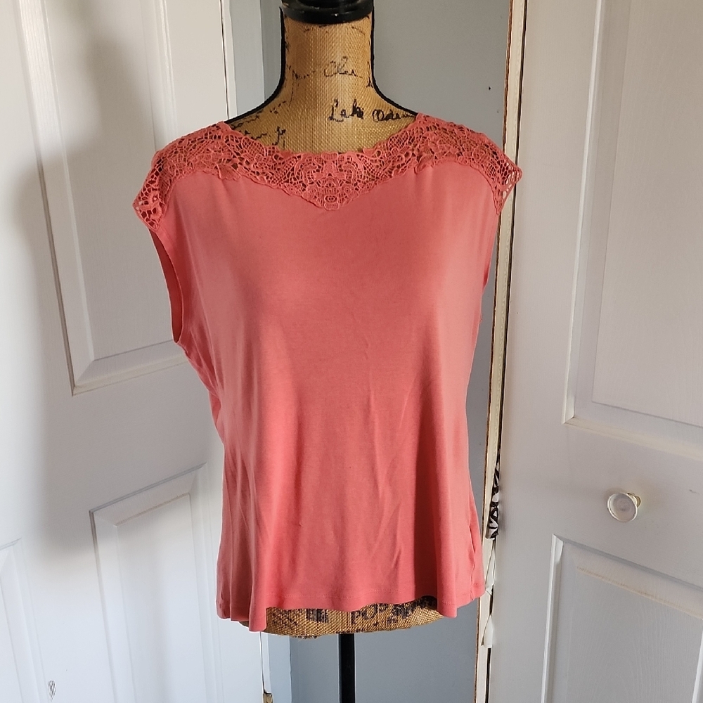 Chaps Pink Relaxed Embellished Blouse